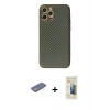 MARSİLYAN™- iPhone 12 Pro Kılıf Ahenk Işık - Siyah 6D Mat Seramik Hayalet Nano Ekran Koruyucu + Renkli Kamera Lens Koruma Cam - YL