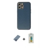 MARSİLYAN™- iPhone 12 Pro Kılıf Ahenk Işık - Siyah Polymer Nano Ekran Koruyucu + Metal Kamera Lens Koruma Cam - MI