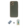 MARSİLYAN™- iPhone 12 Pro Kılıf Ahenk Işık - Siyah Polymer Nano Ekran Koruyucu + Metal Kamera Lens Koruma Cam - MI