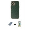 MARSİLYAN™- iPhone 12 Pro Kılıf Ahenk Işık - Siyah Polymer Nano Ekran Koruyucu + Metal Kamera Lens Koruma Cam - MI