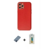 MARSİLYAN™- iPhone 12 Pro Kılıf Ahenk Işık - Siyah Polymer Nano Ekran Koruyucu + Metal Kamera Lens Koruma Cam - MI