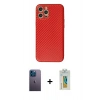 MARSİLYAN™- iPhone 12 Pro Kılıf Ahenk Işık - Siyah Polymer Nano Ekran Koruyucu + Neon Fosforlu Kamera Lens - MI