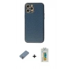 MARSİLYAN™- iPhone 12 Pro Kılıf Ahenk Işık - Siyah Polymer Nano Ekran Koruyucu + Metal Kamera Lens Koruma Cam - GS
