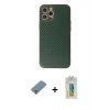 MARSİLYAN™- iPhone 12 Pro Kılıf Ahenk Işık - Siyah Polymer Nano Ekran Koruyucu + Metal Kamera Lens Koruma Cam - GS