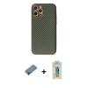 MARSİLYAN™- iPhone 12 Pro Kılıf Ahenk Işık - Siyah Polymer Nano Ekran Koruyucu + Metal Kamera Lens Koruma Cam - MR