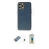 MARSİLYAN™- iPhone 12 Pro Kılıf Ahenk Işık - Siyah Polymer Nano Ekran Koruyucu + Metal Kamera Lens Koruma Cam - MR