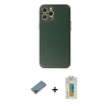 MARSİLYAN™- iPhone 12 Pro Kılıf Ahenk Işık - Siyah Polymer Nano Ekran Koruyucu + Metal Kamera Lens Koruma Cam - MR