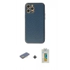 MARSİLYAN™- iPhone 12 Pro Kılıf Ahenk Işık - Siyah Polymer Nano Ekran Koruyucu + Renkli Kamera Lens Koruma Cam - SI
