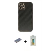 MARSİLYAN™- iPhone 12 Pro Kılıf Ahenk Işık - Siyah Polymer Nano Ekran Koruyucu + Renkli Kamera Lens Koruma Cam - SI