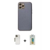 MARSİLYAN™- iPhone 12 Pro Kılıf Ahenk Işık - Siyah Polymer Nano Ekran Koruyucu + Shine Kamera Lens - GD