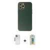 MARSİLYAN™- iPhone 12 Pro Kılıf Ahenk Işık - Siyah Polymer Nano Ekran Koruyucu + Shine Kamera Lens - GS