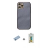 MARSİLYAN™- iPhone 12 Pro Kılıf Ahenk Işık - Siyah Polymer Nano Ekran Koruyucu + Shine Kamera Lens Koruma Cam - MI