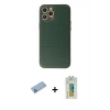 MARSİLYAN™- iPhone 12 Pro Kılıf Ahenk Işık - Siyah Polymer Nano Ekran Koruyucu + Shine Kamera Lens Koruma Cam - MI