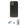 MARSİLYAN™- iPhone 12 Pro Kılıf Ahenk Işık - Siyah Polymer Nano Ekran Koruyucu + Shine Kamera Lens Koruma Cam - MI