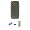 MARSİLYAN™- iPhone 12 Pro Kılıf Ahenk Işık - Siyah Polymer Nano Ekran Koruyucu + Shine Kamera Lens Koruma Cam - PE