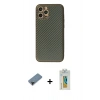 MARSİLYAN™- iPhone 12 Pro Kılıf Ahenk Işık - Siyah Polymer Nano Ekran Koruyucu + Shine Kamera Lens Koruma Cam - SH