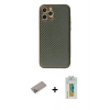 MARSİLYAN™- iPhone 12 Pro Kılıf Ahenk Işık - Siyah Polymer Nano Ekran Koruyucu + Shine Kamera Lens Koruma Cam - SABE
