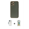 MARSİLYAN™- iPhone 12 Pro Kılıf Ahenk Işık - Siyah Polymer Nano Ekran Koruyucu + Shine Kamera Lens - MI