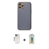MARSİLYAN™- iPhone 12 Pro Kılıf Ahenk Işık - Siyah Polymer Nano Ekran Koruyucu + Shine Kamera Lens - MI