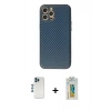 MARSİLYAN™- iPhone 12 Pro Kılıf Ahenk Işık - Siyah Polymer Nano Ekran Koruyucu + Shine Kamera Lens - MI