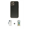 MARSİLYAN™- iPhone 12 Pro Kılıf Ahenk Işık - Siyah Polymer Nano Ekran Koruyucu + Shine Kamera Lens - MI