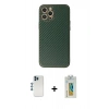 MARSİLYAN™- iPhone 12 Pro Kılıf Ahenk Işık - Siyah Polymer Nano Ekran Koruyucu + Shine Kamera Lens - MI