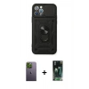 MARSİLYAN™- iPhone 12 Pro Kılıf Ahenk Klasik - Şeffaf 360 Full Body Arka Koruyucu + Neon Fosforlu Kamera Lens - YL