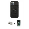 MARSİLYAN™- iPhone 12 Pro Kılıf Ahenk Klasik - Şeffaf 360 Full Body Arka Koruyucu + Rainbow Kamera Lens Koruma Cam - GD