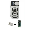 MARSİLYAN™- iPhone 12 Pro Kılıf Ahenk Klasik - Şeffaf 360 Full Body Arka Koruyucu + Rainbow Kamera Lens Koruma Cam - GD