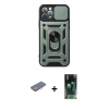 MARSİLYAN™- iPhone 12 Pro Kılıf Ahenk Klasik - Şeffaf 360 Full Body Arka Koruyucu + Renkli Kamera Lens Koruma Cam - SI