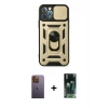 MARSİLYAN™- iPhone 12 Pro Kılıf Ahenk Klasik - Şeffaf 360 Full Body Arka Koruyucu + Neon Fosforlu Kamera Lens - SI