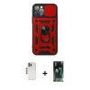 MARSİLYAN™- iPhone 12 Pro Kılıf Ahenk Klasik - Şeffaf 360 Full Body Arka Koruyucu + Shine Kamera Lens - GS