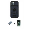 MARSİLYAN™- iPhone 12 Pro Kılıf Ahenk Klasik - Şeffaf 360 Full Body Arka Koruyucu + Shine Kamera Lens Koruma Cam - SH