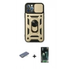 MARSİLYAN™- iPhone 12 Pro Kılıf Ahenk Klasik - Şeffaf 360 Full Body Arka Koruyucu + Renkli Kamera Lens Koruma Cam - YL