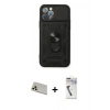 MARSİLYAN™- iPhone 12 Pro Kılıf Ahenk Klasik - Şeffaf Uv Polymer Nano Ekran Koruyucu + Rainbow Kamera Lens Koruma Cam - GD