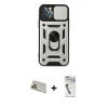MARSİLYAN™- iPhone 12 Pro Kılıf Ahenk Klasik - Şeffaf Uv Polymer Nano Ekran Koruyucu + Rainbow Kamera Lens Koruma Cam - GD