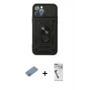 MARSİLYAN™- iPhone 12 Pro Kılıf Ahenk Klasik - Şeffaf Uv Polymer Nano Ekran Koruyucu + Gümüş Shine Kamera Lens Koruma Cam
