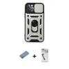MARSİLYAN™- iPhone 12 Pro Kılıf Ahenk Klasik - Şeffaf Uv Polymer Nano Ekran Koruyucu + Gümüş Shine Kamera Lens Koruma Cam
