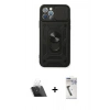 MARSİLYAN™- iPhone 12 Pro Kılıf Ahenk Klasik - Şeffaf Uv Polymer Nano Ekran Koruyucu + Kamera Lens Koruma Cam - SF