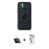 MARSİLYAN™- iPhone 12 Pro Kılıf Ahenk Klasik - Şeffaf Uv Polymer Nano Ekran Koruyucu + Kamera Lens Koruma Cam - SF