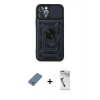 MARSİLYAN™- iPhone 12 Pro Kılıf Ahenk Klasik - Şeffaf Uv Polymer Nano Ekran Koruyucu + Metal Kamera Lens Koruma Cam - AKYL