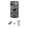 MARSİLYAN™- iPhone 12 Pro Kılıf Ahenk Klasik - Şeffaf Uv Polymer Nano Ekran Koruyucu + Metal Kamera Lens Koruma Cam - KI