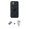 MARSİLYAN™- iPhone 12 Pro Kılıf Ahenk Klasik - Şeffaf Uv Polymer Nano Ekran Koruyucu + Metal Kamera Lens Koruma Cam - KI