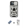 MARSİLYAN™- iPhone 12 Pro Kılıf Ahenk Klasik - Şeffaf Uv Polymer Nano Ekran Koruyucu + Metal Kamera Lens Koruma Cam - AKYL