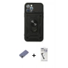MARSİLYAN™- iPhone 12 Pro Kılıf Ahenk Klasik - Şeffaf Uv Polymer Nano Ekran Koruyucu + Metal Kamera Lens Koruma Cam - GD