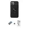 MARSİLYAN™- iPhone 12 Pro Kılıf Ahenk Klasik - Şeffaf Uv Polymer Nano Ekran Koruyucu + Metal Kamera Lens Koruma Cam - KI