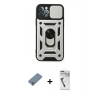 MARSİLYAN™- iPhone 12 Pro Kılıf Ahenk Klasik - Şeffaf Uv Polymer Nano Ekran Koruyucu + Metal Kamera Lens Koruma Cam - GS