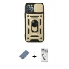 MARSİLYAN™- iPhone 12 Pro Kılıf Ahenk Klasik - Şeffaf Uv Polymer Nano Ekran Koruyucu + Metal Kamera Lens Koruma Cam - AKYL