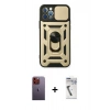 MARSİLYAN™- iPhone 12 Pro Kılıf Ahenk Klasik - Şeffaf Uv Polymer Nano Ekran Koruyucu + Neon Fosforlu Kamera Lens - TU