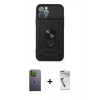 MARSİLYAN™- iPhone 12 Pro Kılıf Ahenk Klasik - Şeffaf Uv Polymer Nano Ekran Koruyucu + Neon Fosforlu Kamera Lens - YL